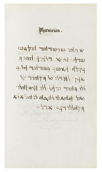 LORDS PRAYER.  Oratio Dominica, plurimis . . .  linguis calamo exarata.  Manuscript in over 50 languages on paper.  Mid-19th century